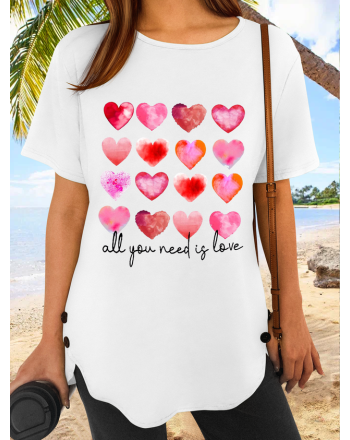 Women’s Cotton-Blend Casual Heart T-Shirt