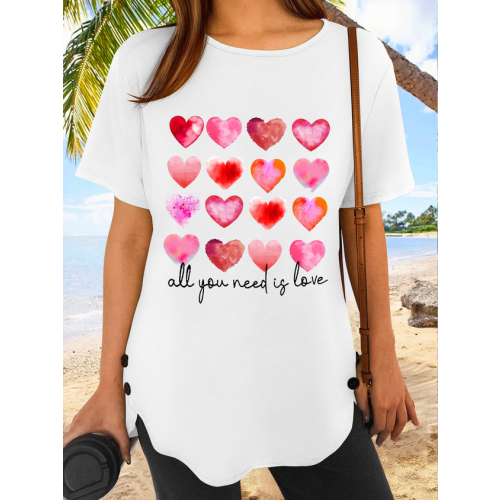 Women’s Cotton-Blend Casual Heart T-Shirt